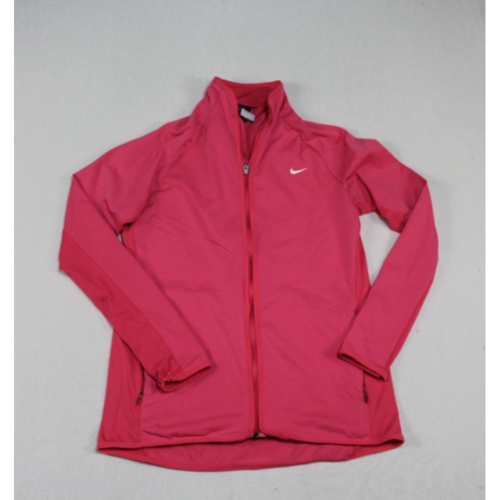 Nike Women Pink Sweater Mock Neck Long Sleeve Full Zip Size Large